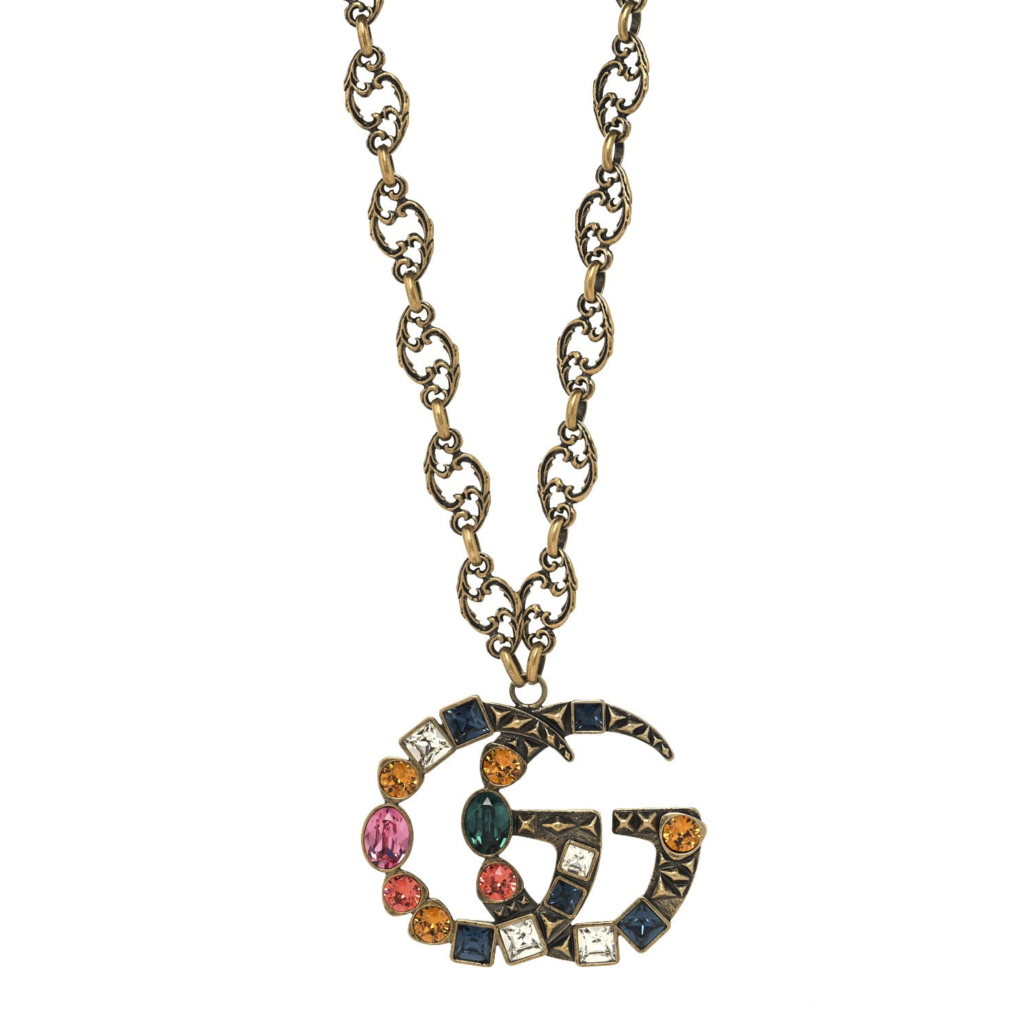 Gucci Crystal Marmont Necklace Aged Gold Multicolor 1 of 5