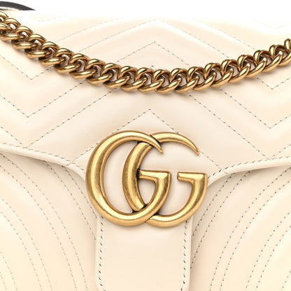 Gucci Calfskin Matelasse Small GG Marmont Shoulder Bag White 8 of 11