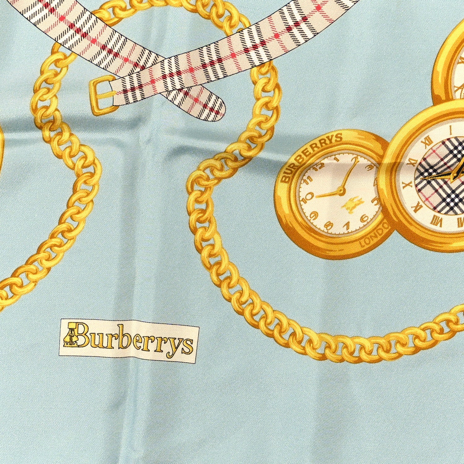 Burberry Silk Patchwork Pocket Watch Square Scarf Multicolor 2 of 3