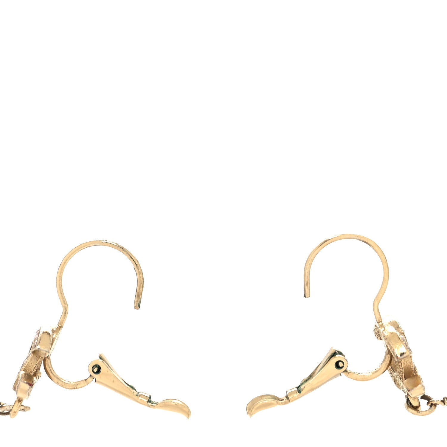 Chanel Resin Crystal CC Drop Earrings Gold 3 of 5