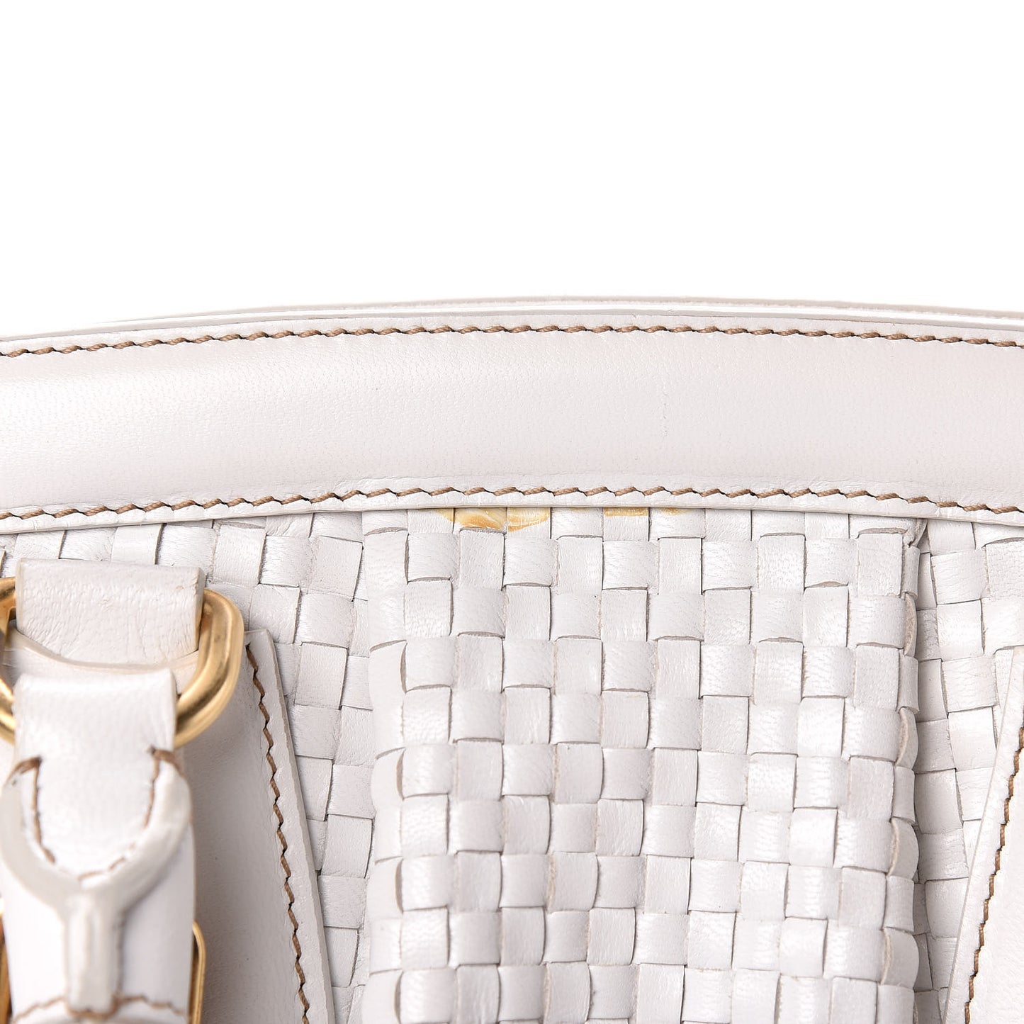 Goatskin Woven Frame Satchel Bianco