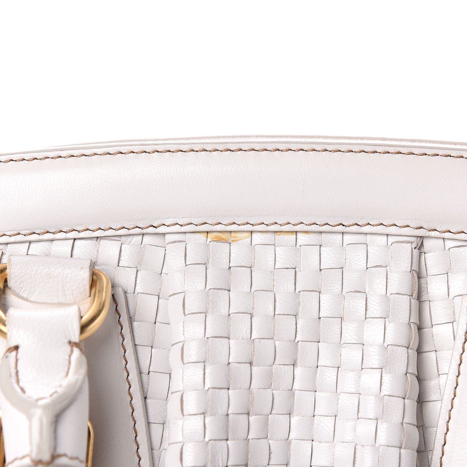 Prada Goatskin Woven Frame Satchel Bianco 11 of 16