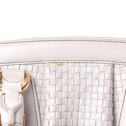 Prada Goatskin Woven Frame Satchel Bianco 11 of 16