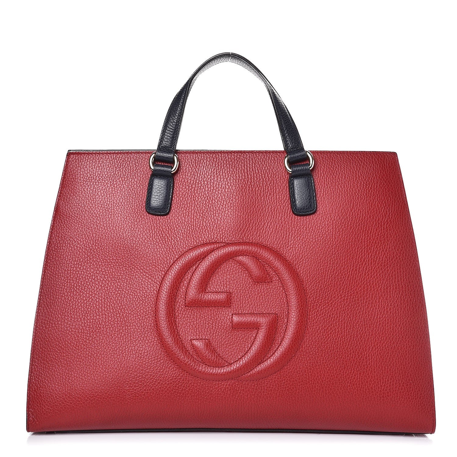 Gucci Dollar Calfskin Large Soho Top Handle Satchel Hibiscus Red Mystic White Blue 1 of 9