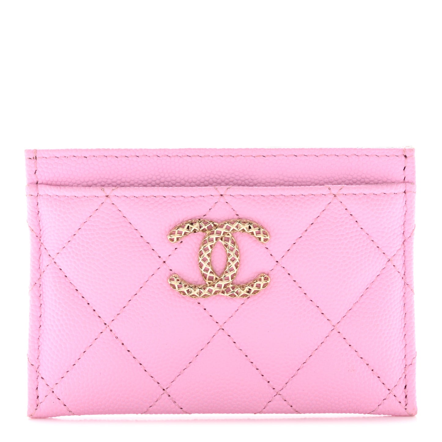 Caviar Metal Perforated Quilted Card Holder Lilas