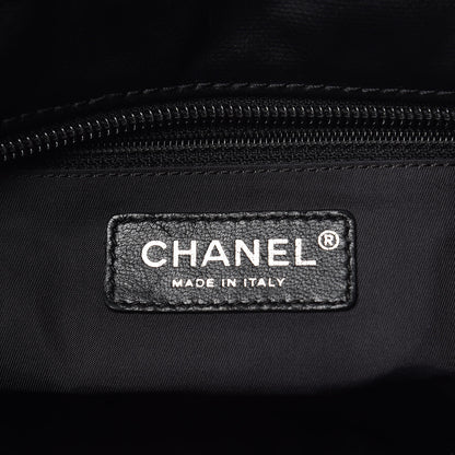 Chanel Coated Canvas Quilted Small Paris Biarritz Tote Black 6 of 9