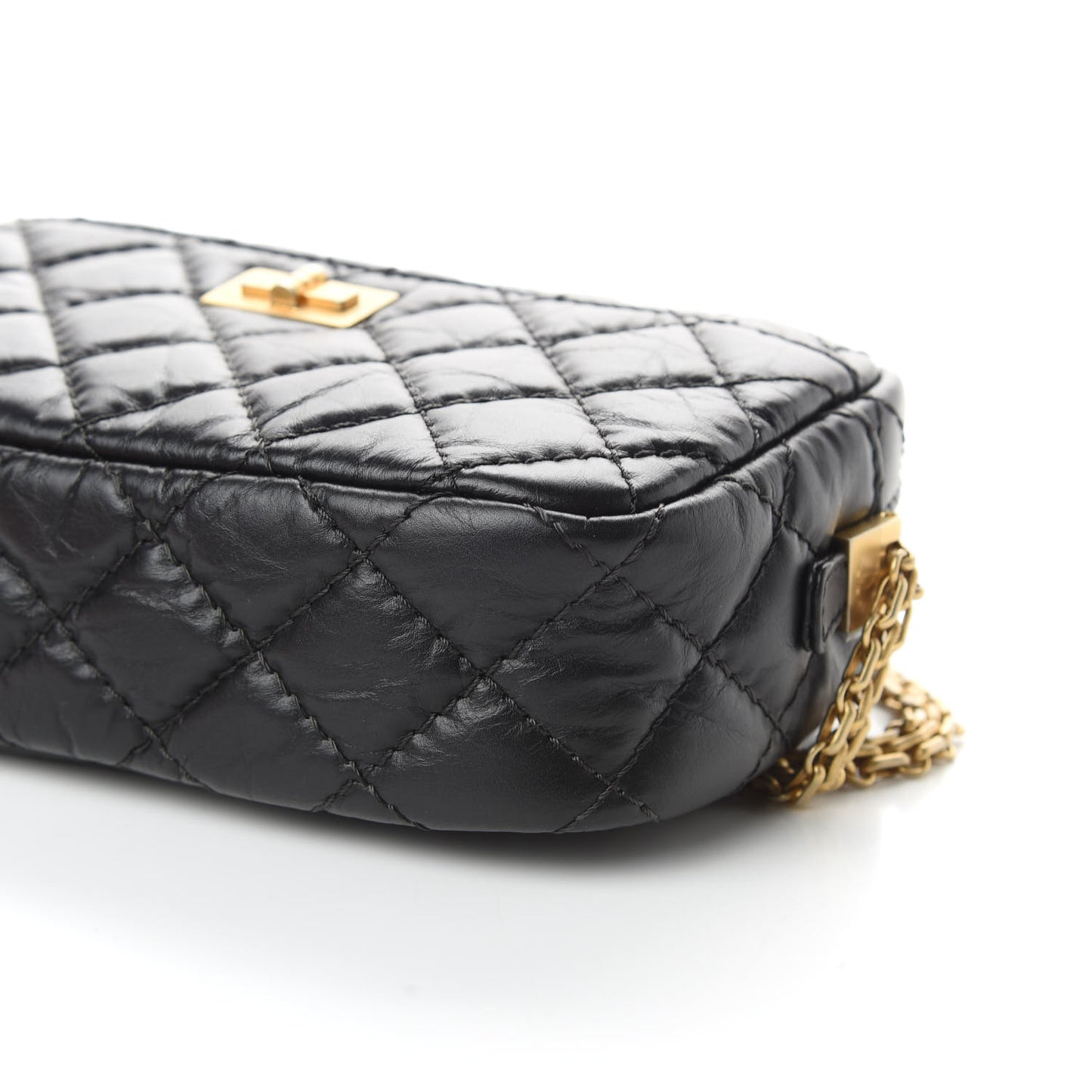Aged Calfskin Quilted Mini Reissue Camera Case Black