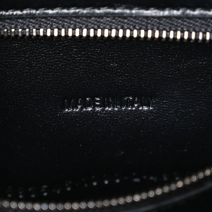 Balenciaga Shiny Calfskin Monochrome Crocodile Embossed Small Hourglass Top Handle Bag Black 7 of 11