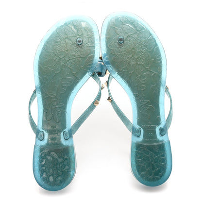 Valentino Garavani PVC Jelly Glitter Rockstud Bow Thong Sandals 40 Cerulean 6 of 8