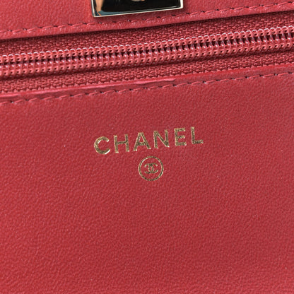 Chanel Lambskin Quilted Trendy CC Wallet On Chain WOC Red 8 of 14