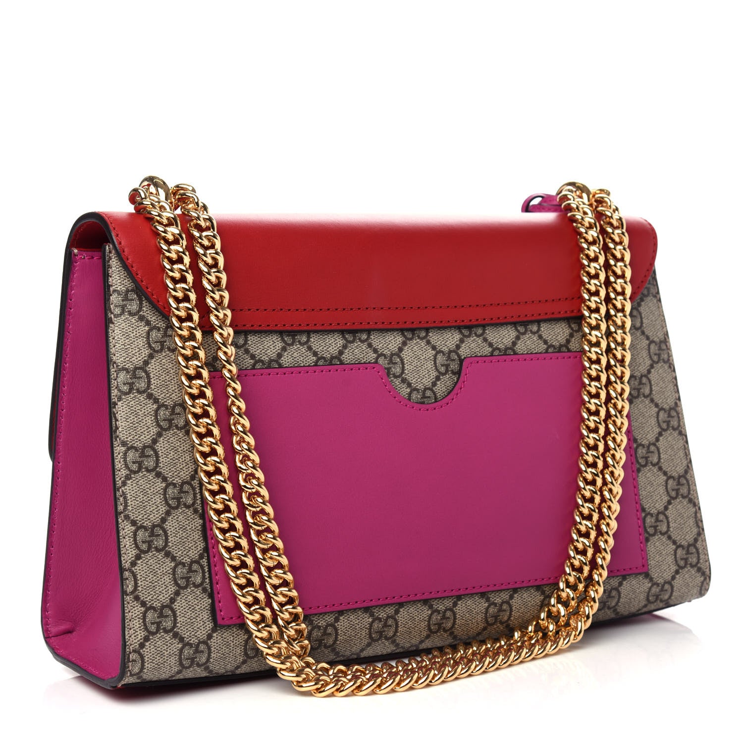 Gucci GG Supreme Monogram Calfskin Medium Padlock Shoulder Bag Beige Hibiscus Red New Rosette 3 of 11
