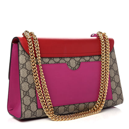 Gucci GG Supreme Monogram Calfskin Medium Padlock Shoulder Bag Beige Hibiscus Red New Rosette 3 of 11