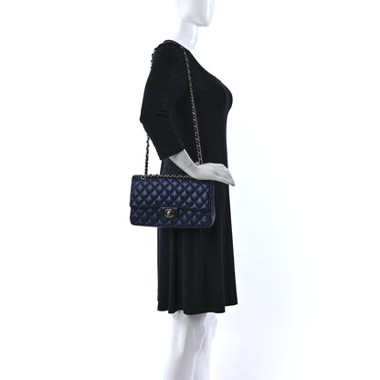 Chanel Iridescent Calfskin Quilted Medium Double Flap Navy 2 of 12