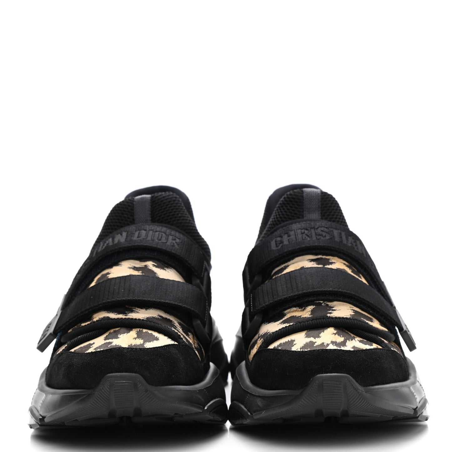 Technical Fabric Nylon Leopard Print Womens D-Wander Sneakers 39.5 Black
