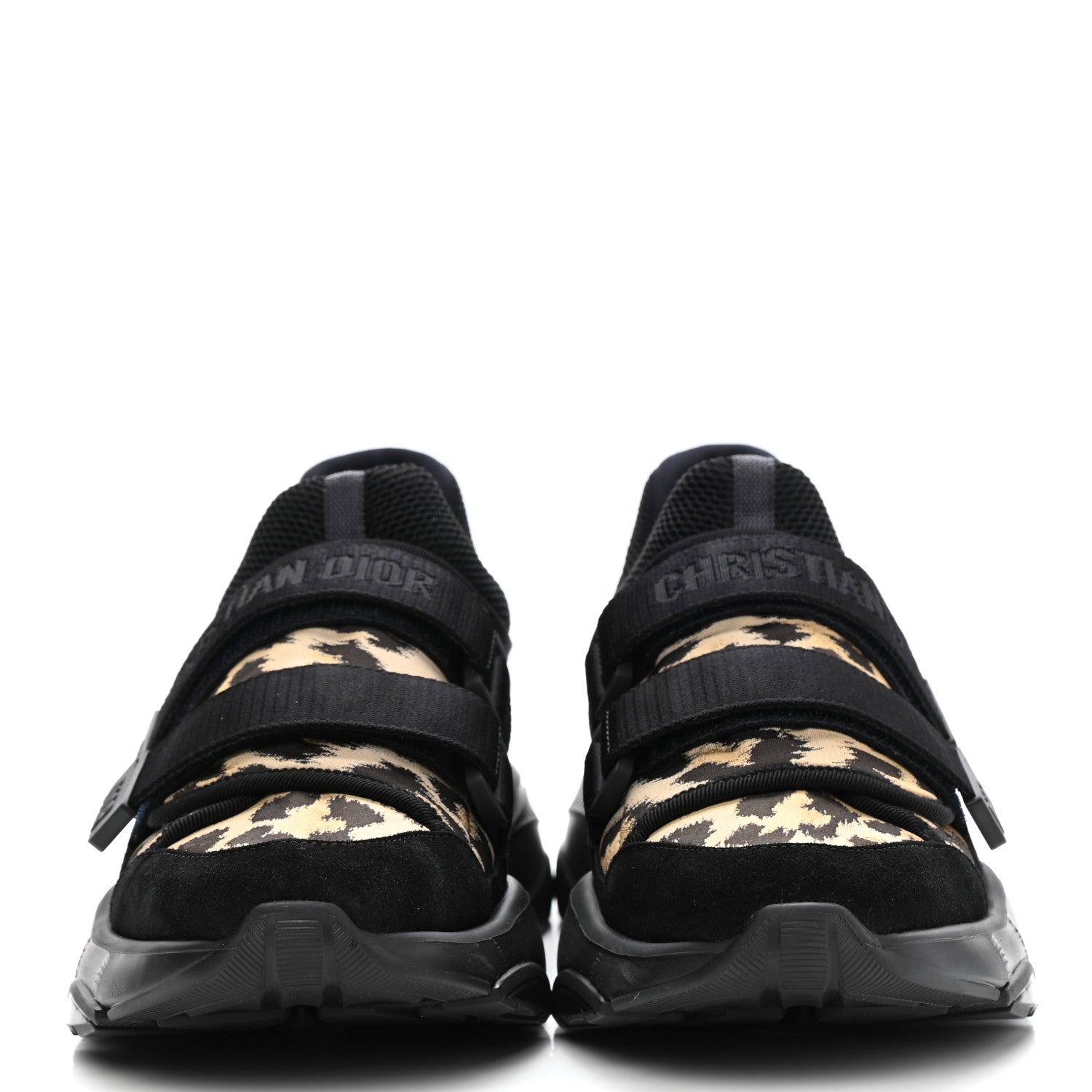 Christian Dior Technical Fabric Nylon Leopard Print Womens D-Wander Sneakers 39.5 Black 2 of 10