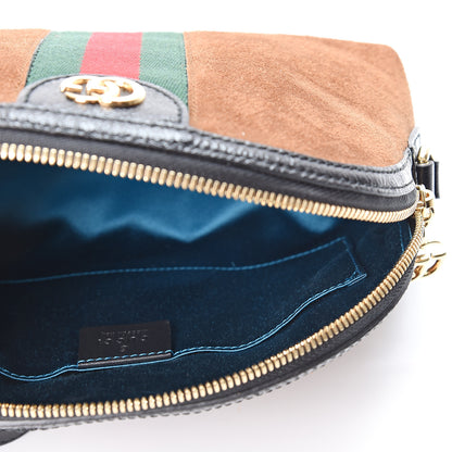 Gucci Suede Patent Web Small Ophidia Dome Shoulder Bag Nocciola Black 4 of 9