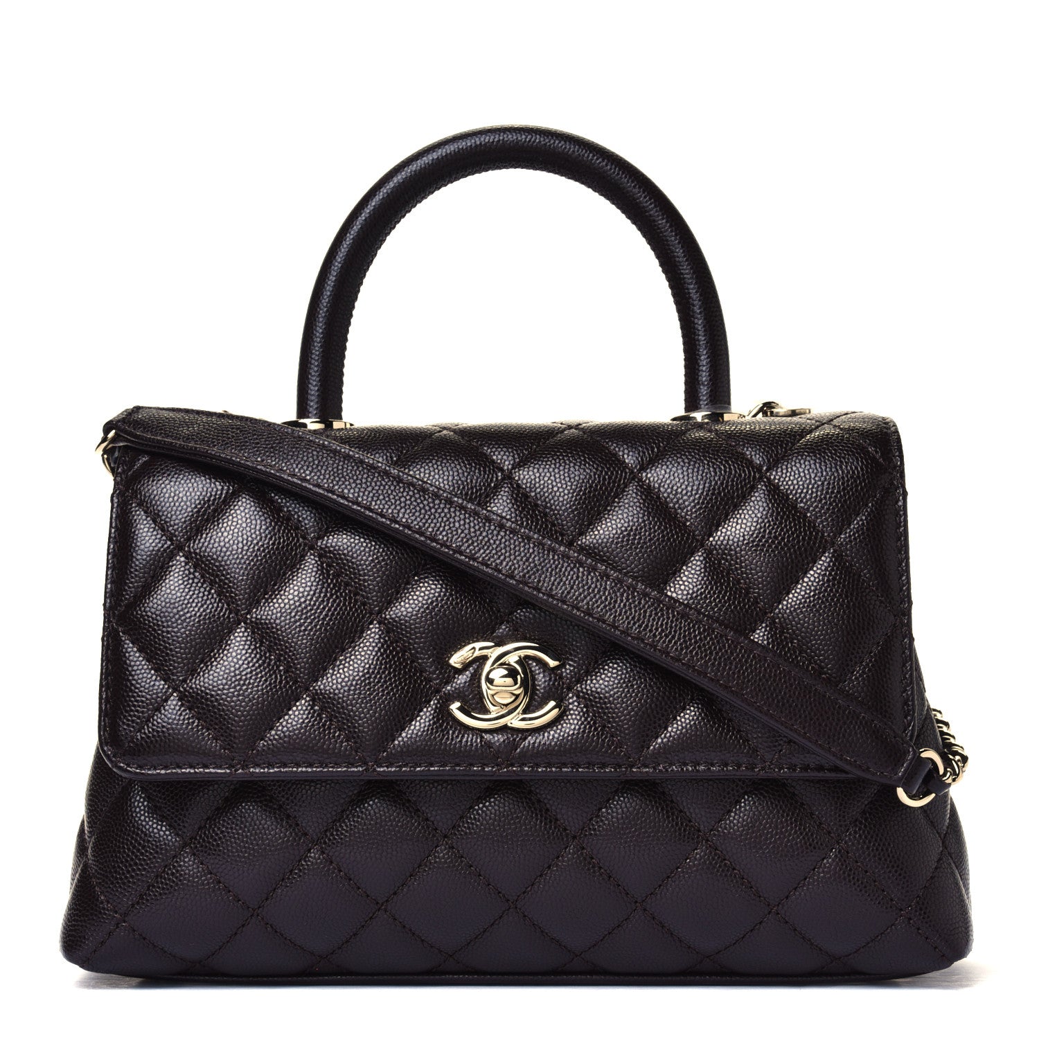 Chanel Caviar Quilted Mini Coco Handle Flap Dark Brown 2 of 10