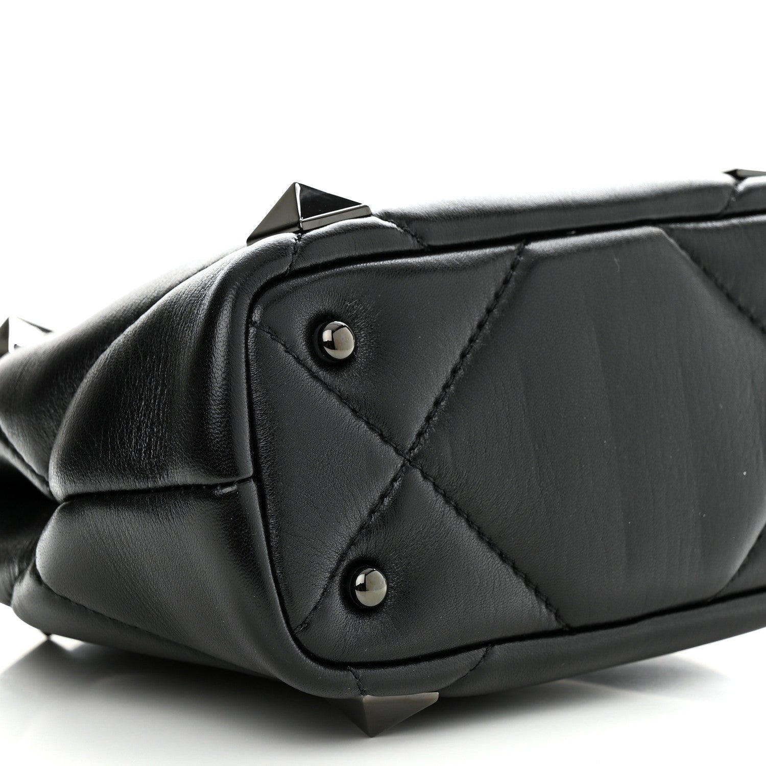 Valentino Garavani Nappa Monochrome Mini Roman Stud The Handle Bag Black 7 of 8