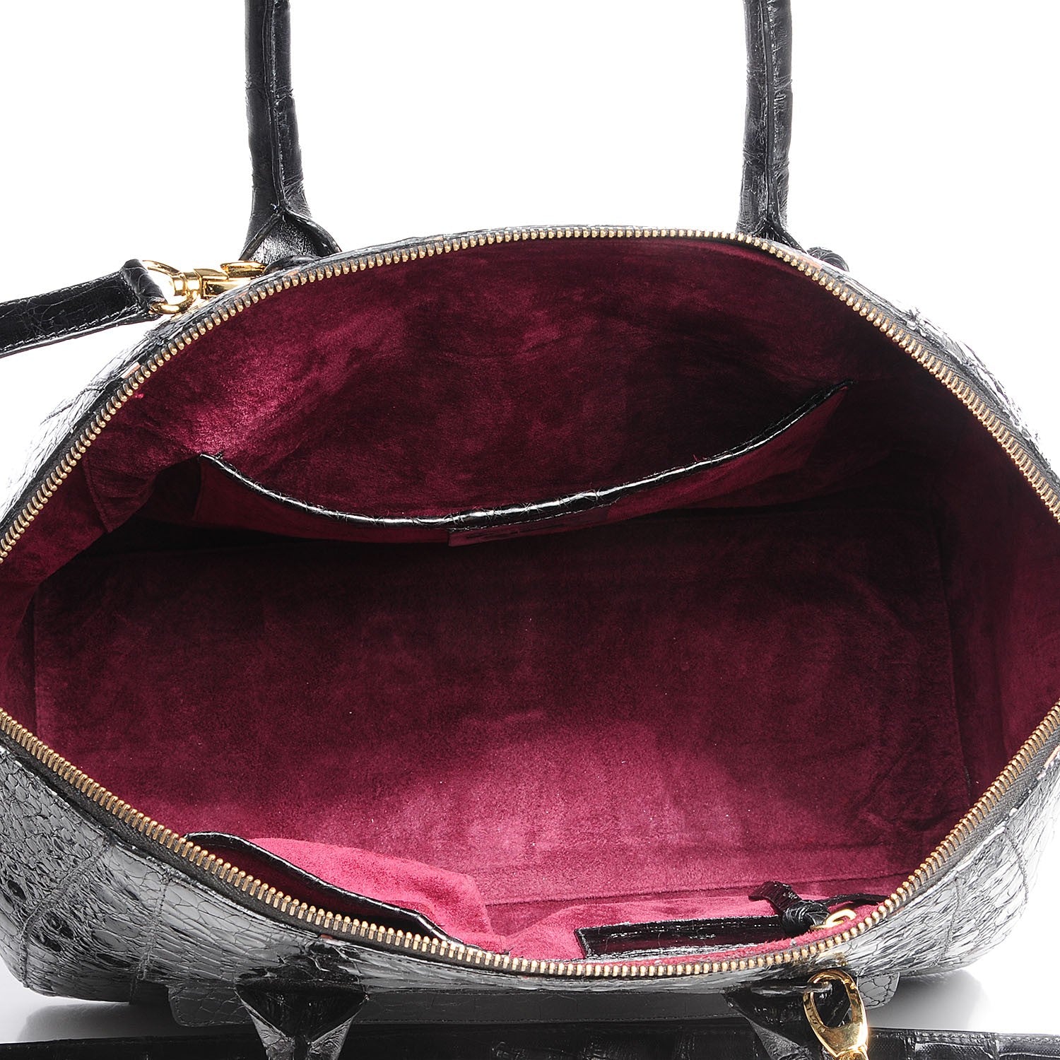 Nancy Gonzalez Glossy Crocodile Medium Satchel Black 7 of 7