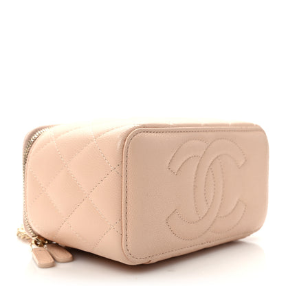 Chanel Caviar Quilted Small Vanity Case With Chain Light Beige 4 of 11