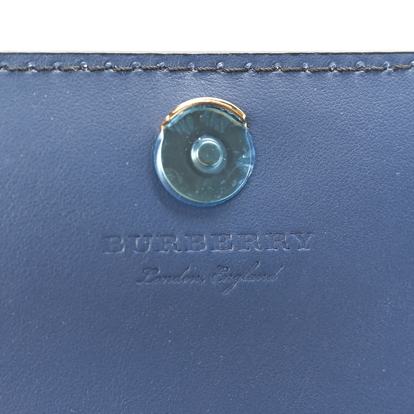 Derby Calfskin House Check Mini Hampshire Wallet On Chain Ink Blue