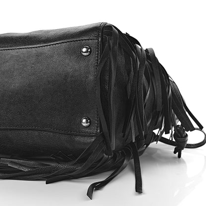 Prada Glace Calf Twin Pocket Fringe Tote Black 15 of 16
