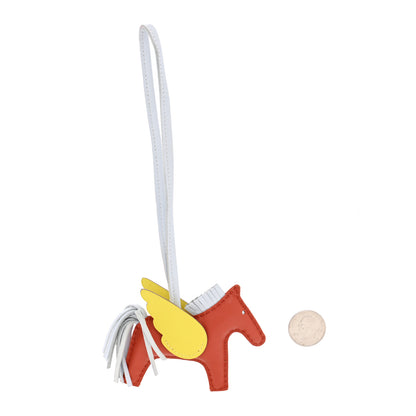 Hermes Milo Lambskin Grigri Rodeo Pegase Horse Bag Charm PM Cornaline Bleu Brume Lime 2 of 5