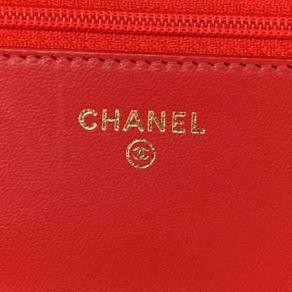 Chanel Lambskin Quilted Trendy CC Wallet On Chain WOC Red 10 of 23