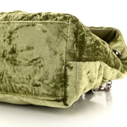 Saint Laurent Crushed Velvet Quilted Small Loulou Puffer Monogram Chain Satchel Green 10 of 11