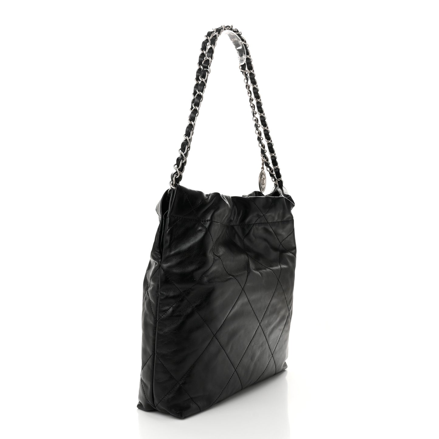 Shiny Calfskin Quilted Small Chanel 22 Black