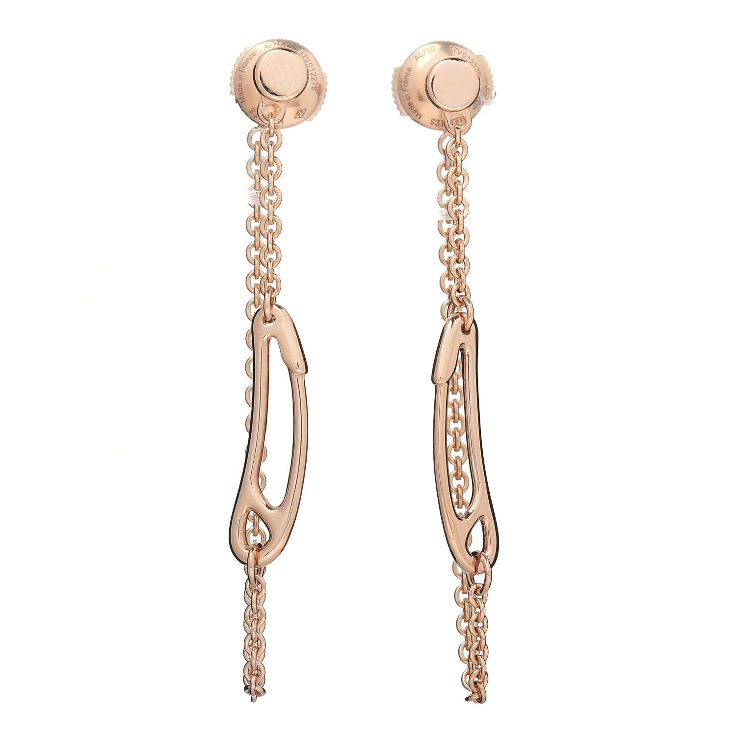 Hermes 18K Rose Gold TPM Chaine D'Ancre Punk Earrings 1 of 4