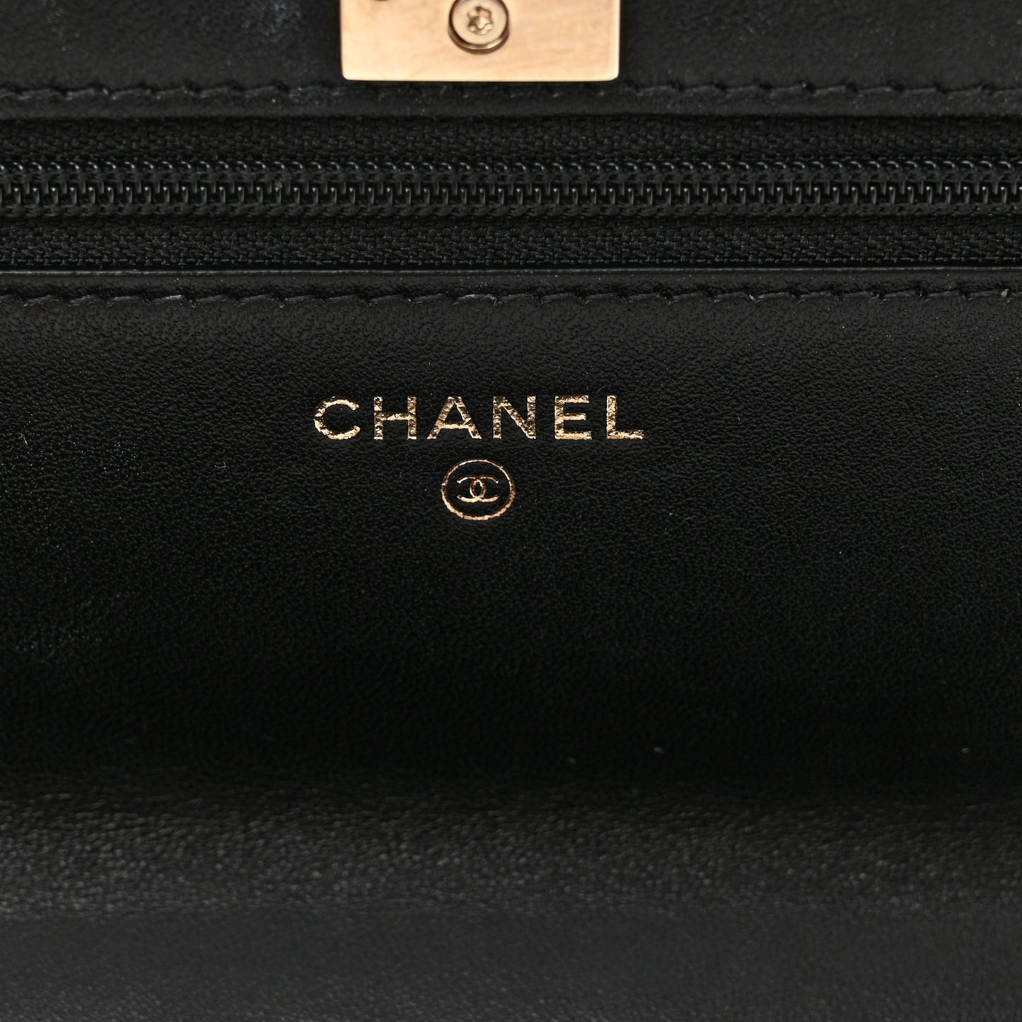 Lambskin Quilted Trendy CC Wallet On Chain WOC Black