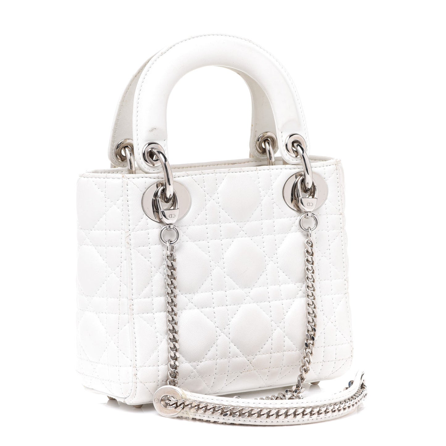 Lambskin Cannage Mini Lady Dior White