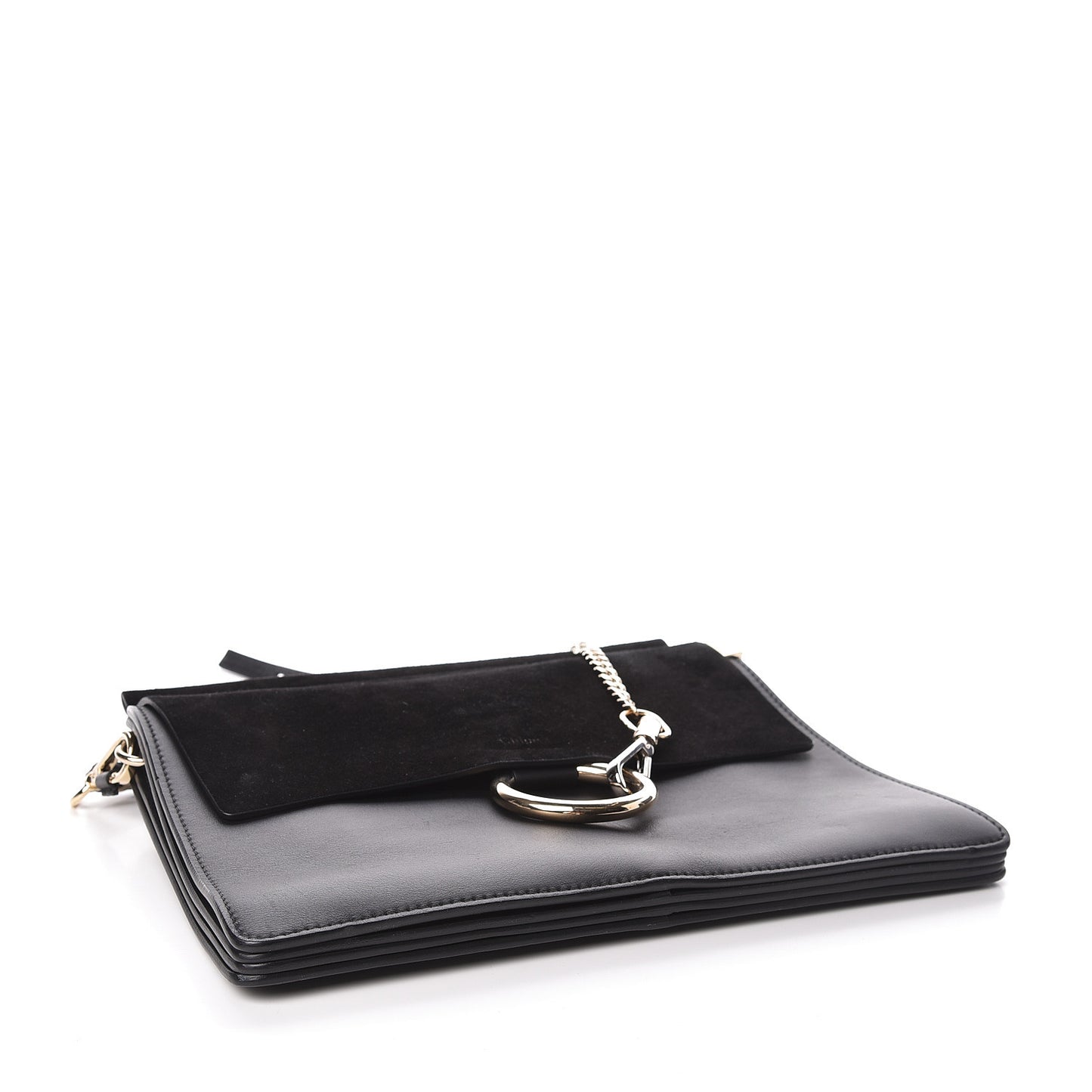 Suede Calfskin Medium Faye Shoulder Bag Black