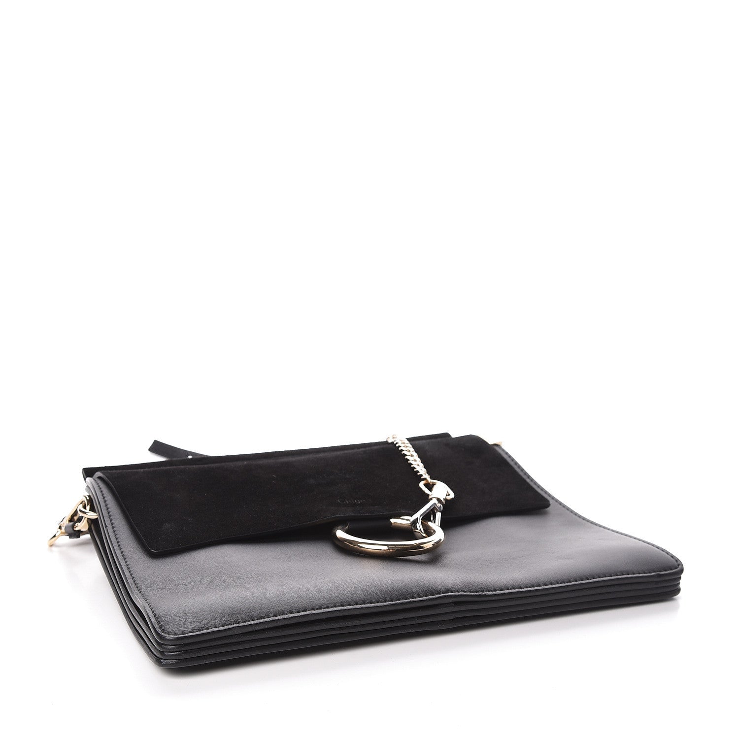 Chloe Suede Calfskin Medium Faye Shoulder Bag Black 4 of 11