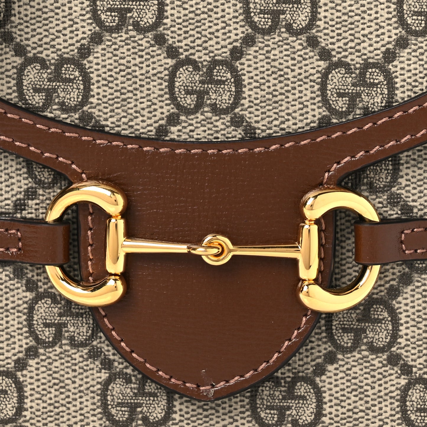 GG Supreme Monogram Mini Horsebit 1955 Crossbody Bag Beige Brown Sugar