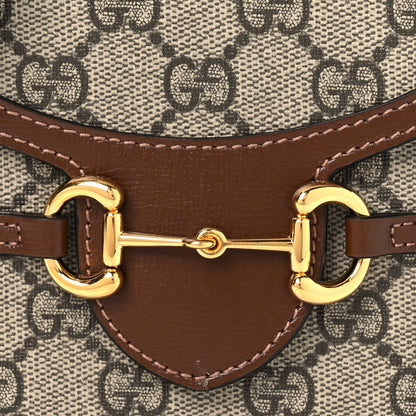 Gucci GG Supreme Monogram Mini Horsebit 1955 Crossbody Bag Beige Brown Sugar 8 of 11