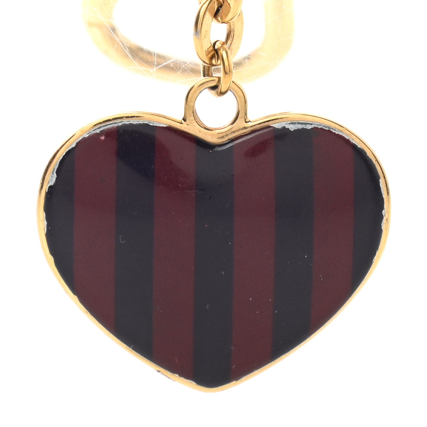 Rayures Coeur Bag Charm Key Holder Amarante