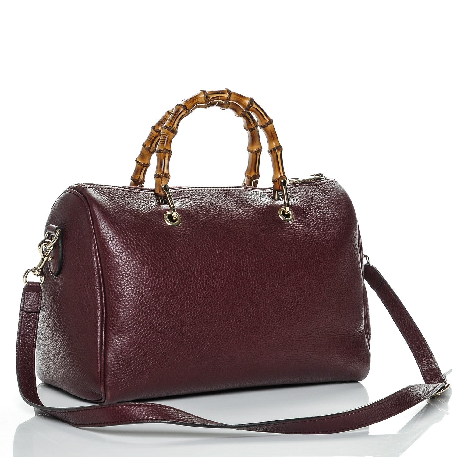 Gucci Calfskin Bamboo Medium Shopper Boston Burgundy 3 of 7