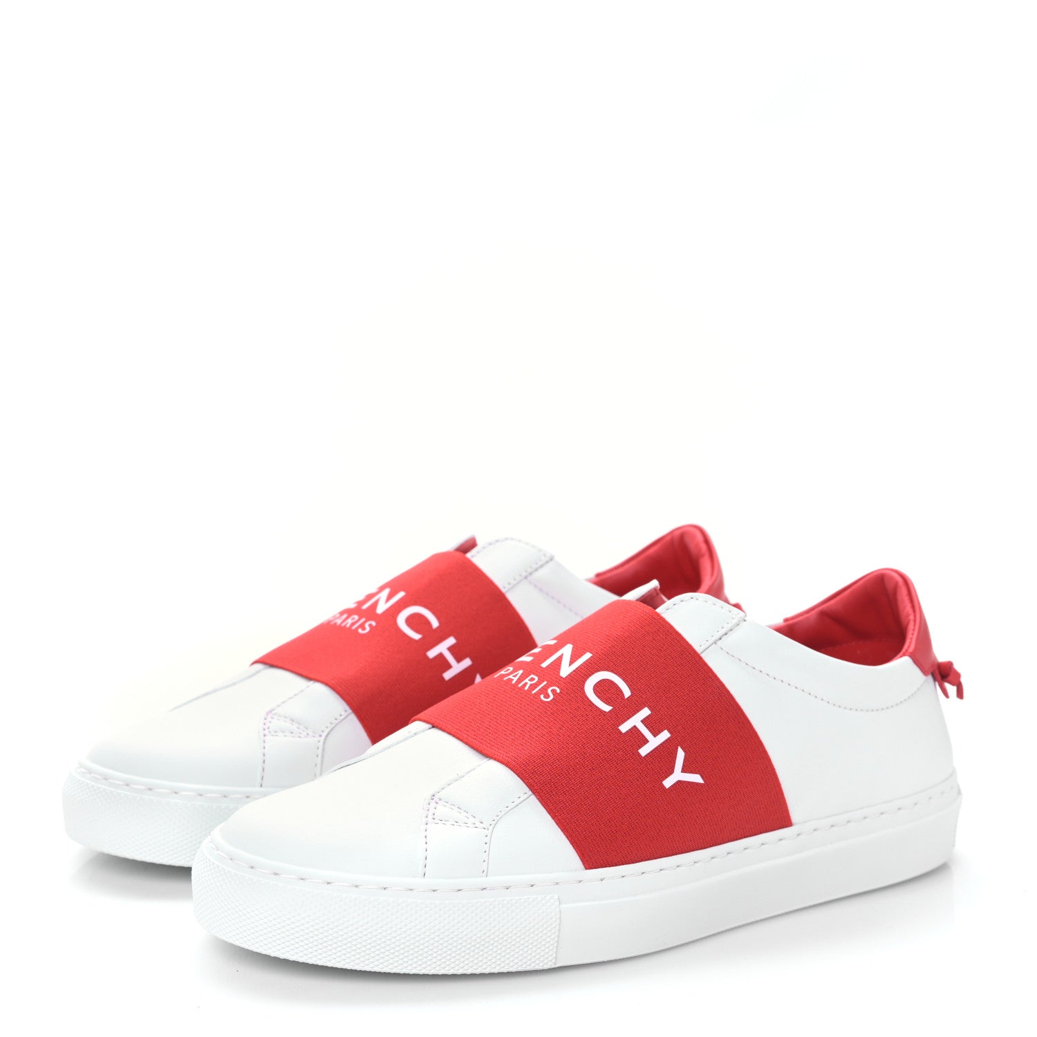 Givenchy Calfskin Band Logo Womens Urban Street Sneakers 38.5 White Red 3 of 8