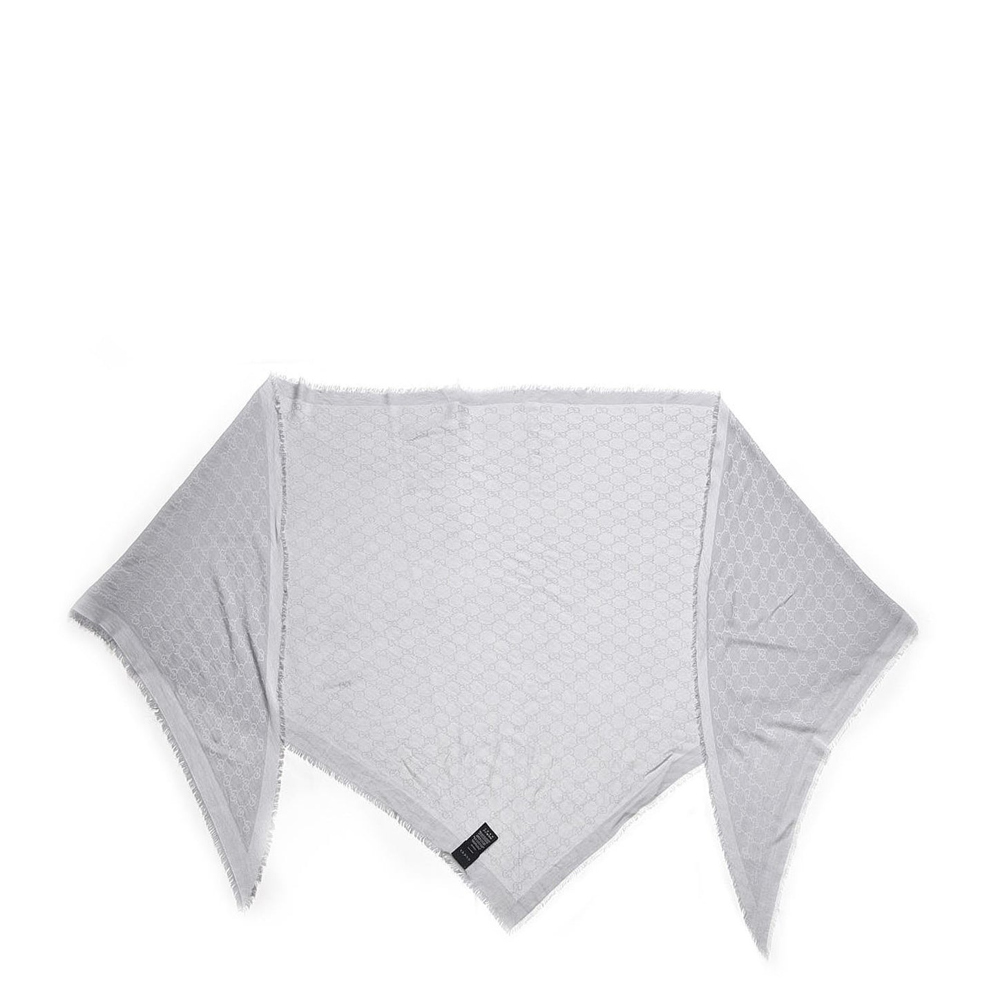 Modal Wool Monogram Fringe Scarf Grey