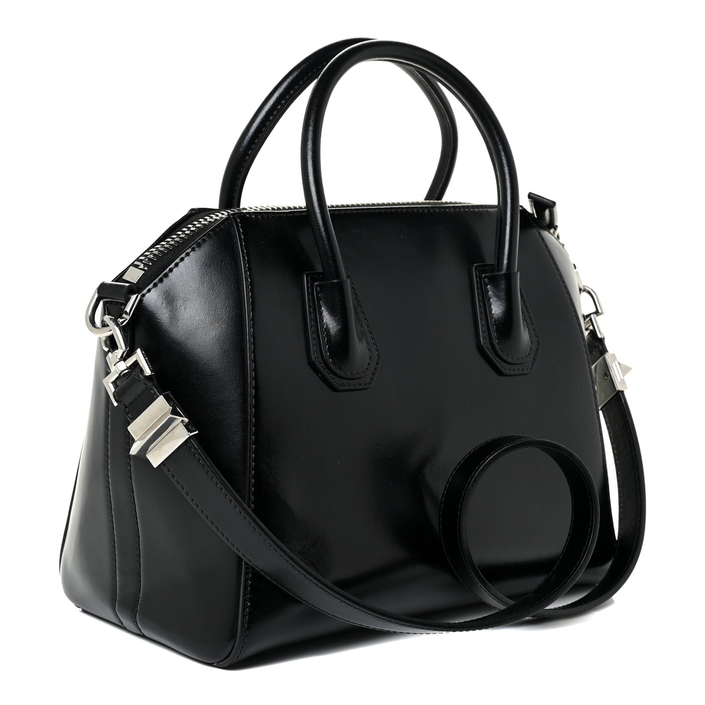 Shiny Lord Calfskin Small Antigona Black