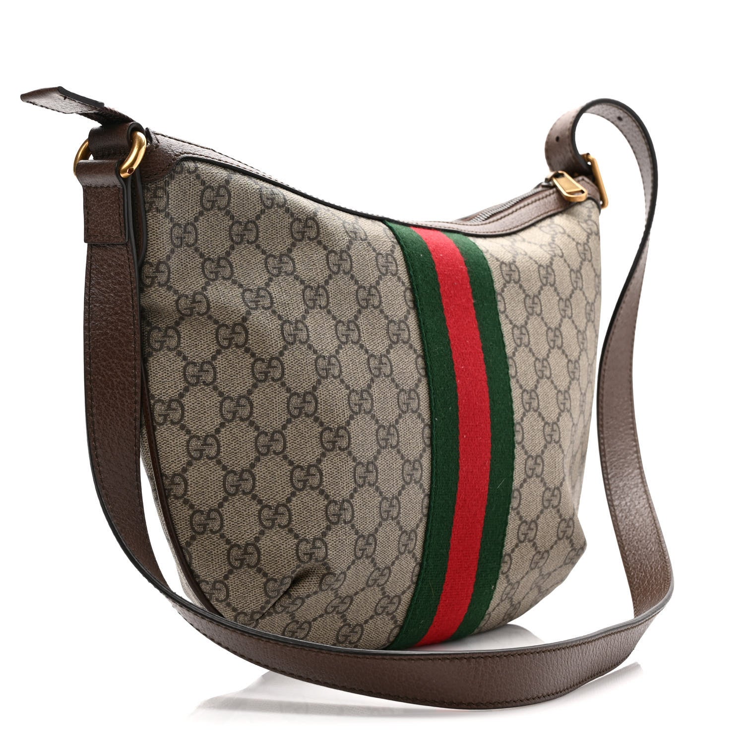 Gucci GG Supreme Monogram Web Small Ophidia Half Moon Hobo Brown 3 of 10
