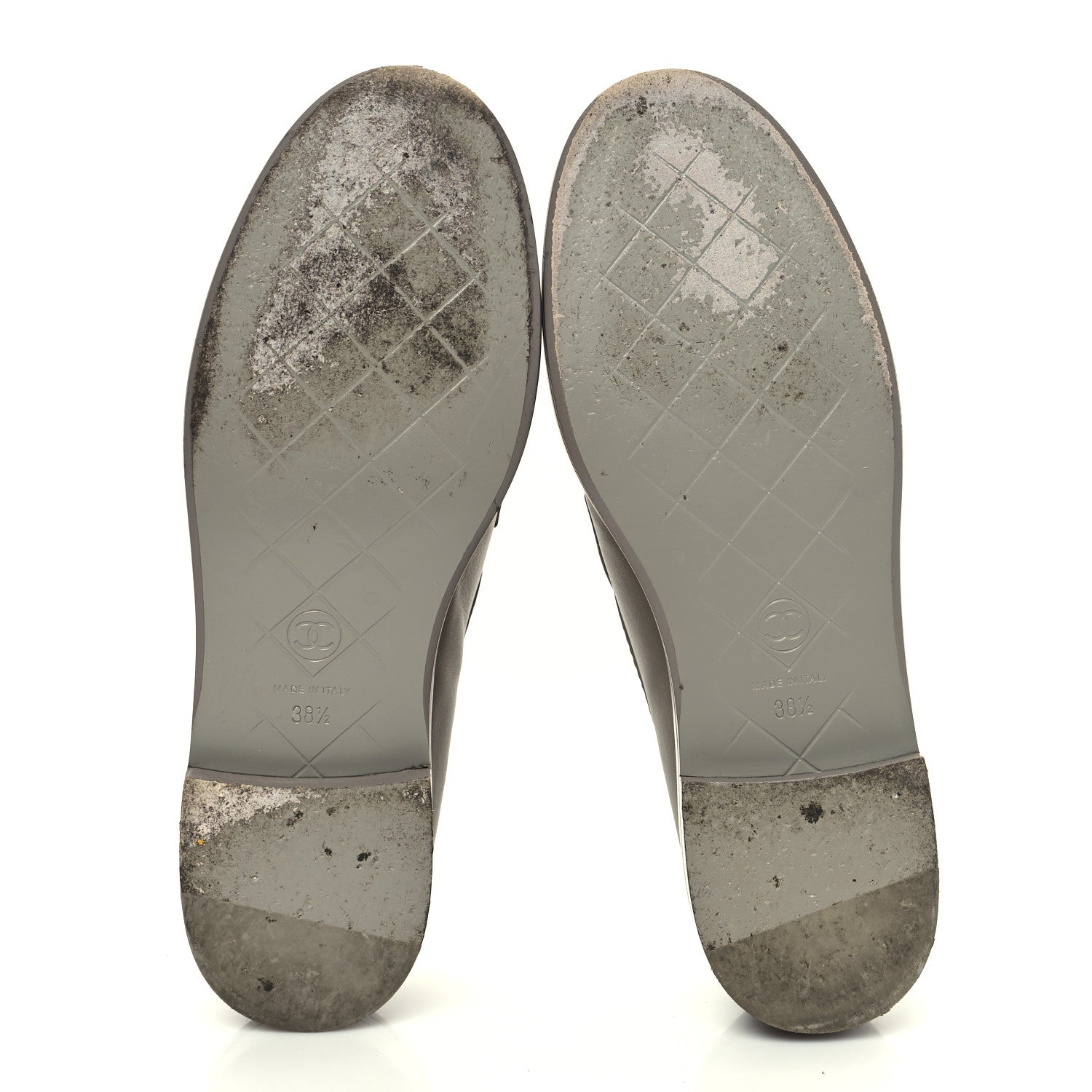 Chanel Shiny Lambskin Quilted CC Turnlock Loafers 38.5 Grey 6 of 11