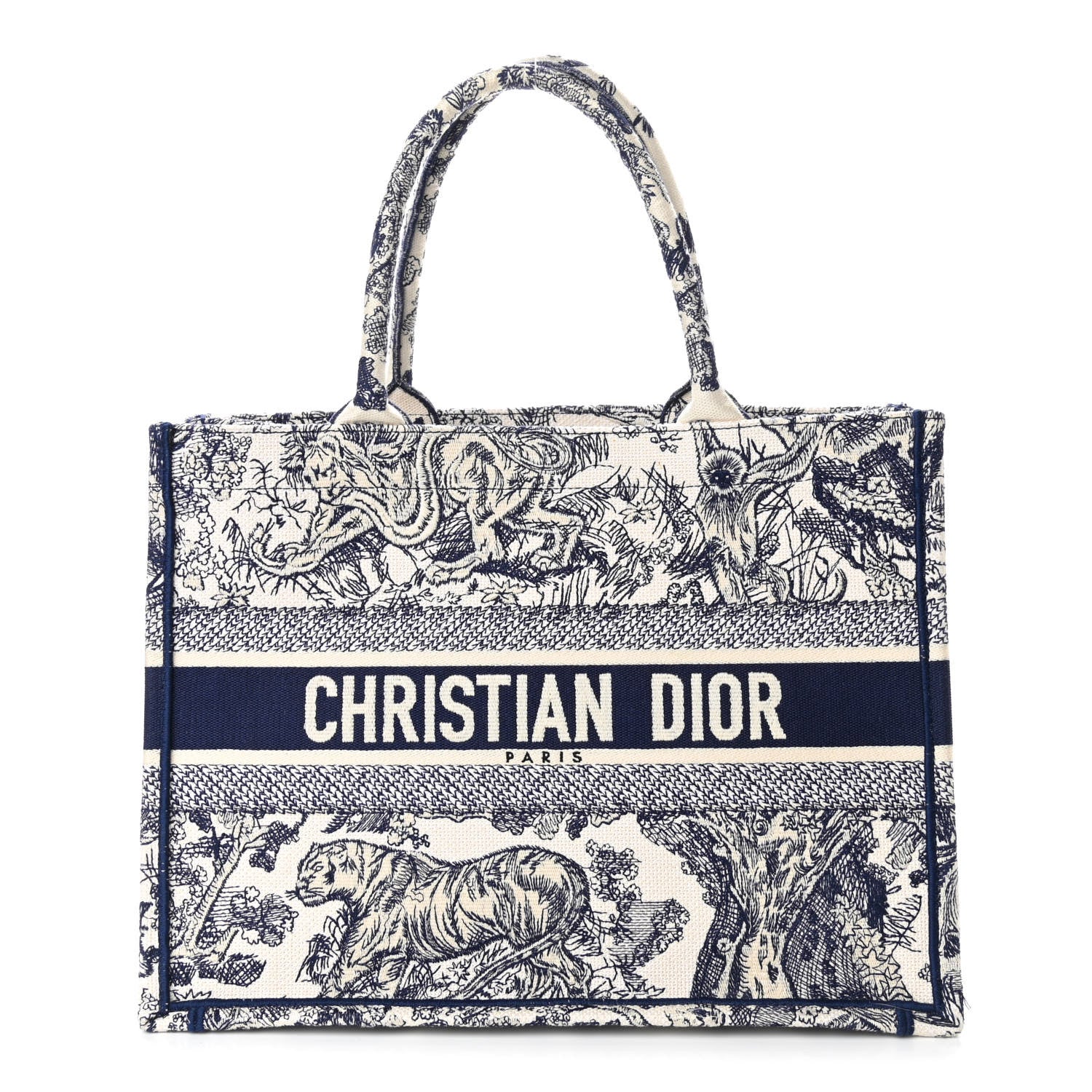 Christian Dior Canvas Embroidered Medium Dioriviera Toile De Jouy Book Tote Blue 1 of 10