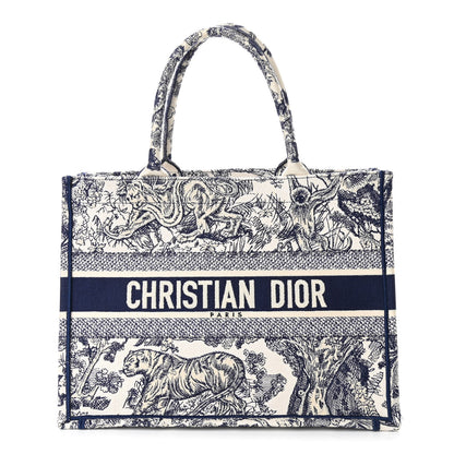 Christian Dior Canvas Embroidered Medium Dioriviera Toile De Jouy Book Tote Blue 1 of 10