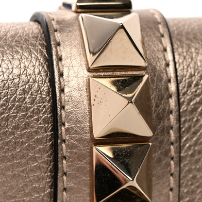 Valentino Garavani Metallic Vitello Small Glam Lock Rockstud Flap Platino 14 of 17