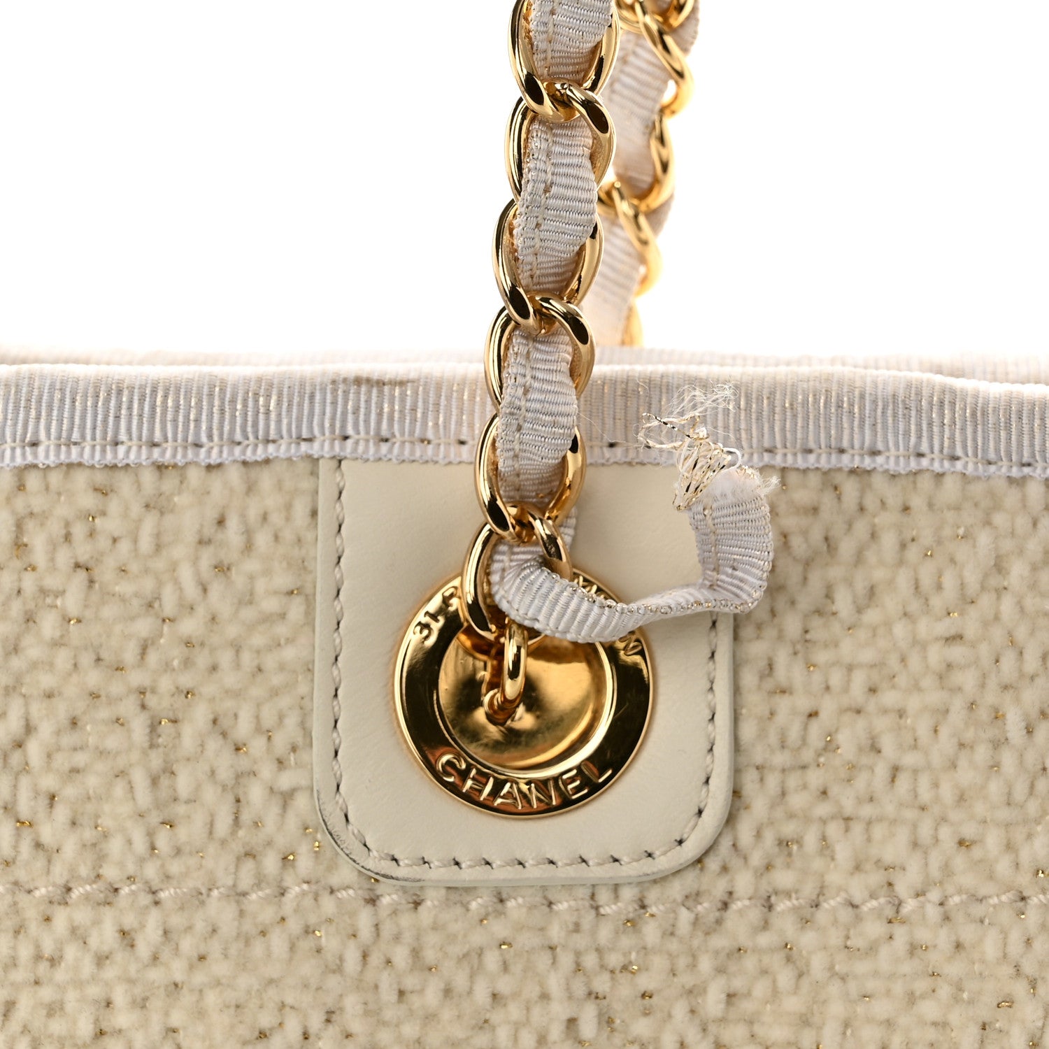Chanel Lurex Boucle Small Deauville Tote White 12 of 15