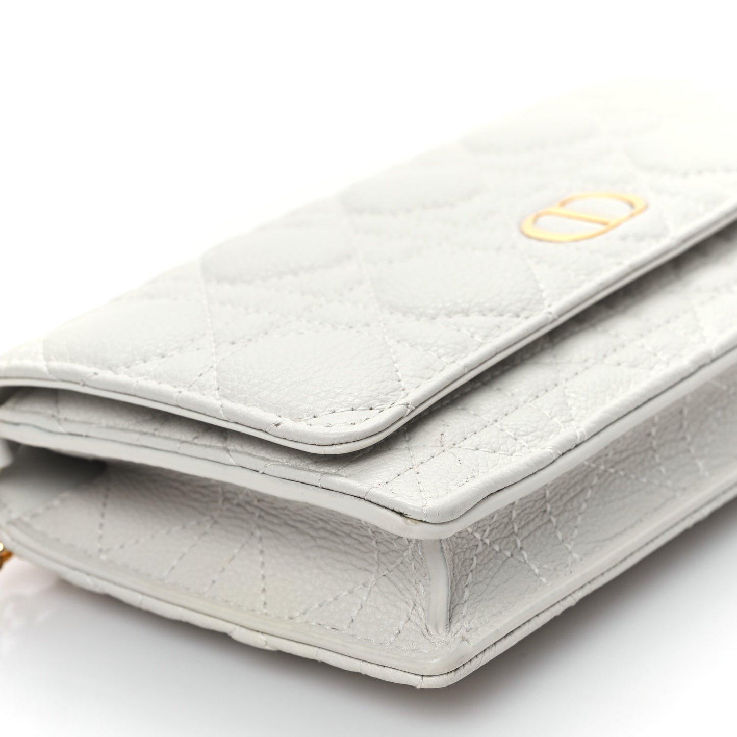Supple Calfskin Caro Pouch with Chain Latte