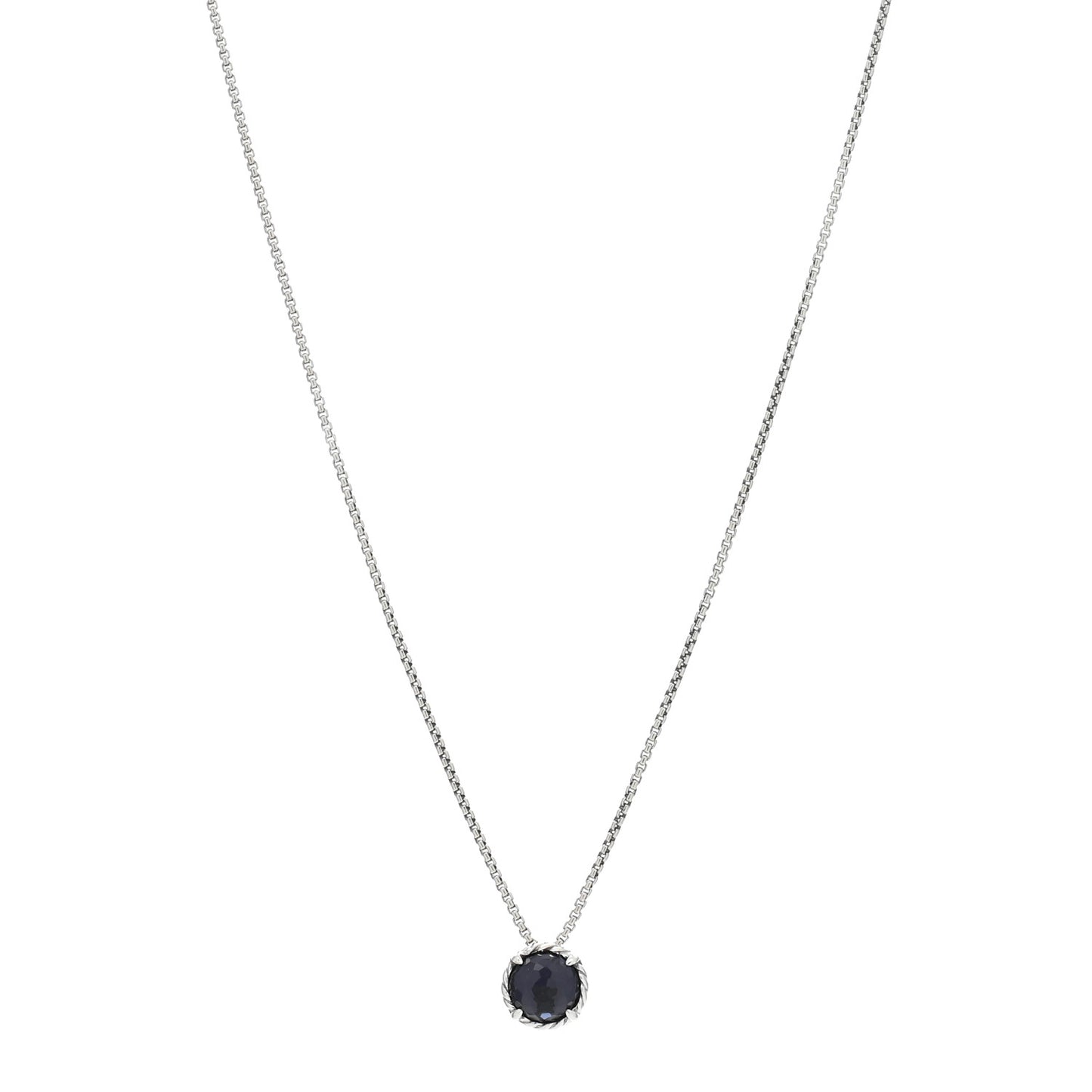 Sterling Silver Black Orchid 8mm Petite Chatelaine Pendant Necklace